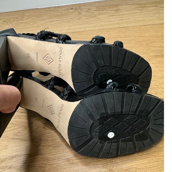 NEW Donald Pliner Seska Braided Black Leather Block Heeled Sandals Size 6 - Picture 9 of 10